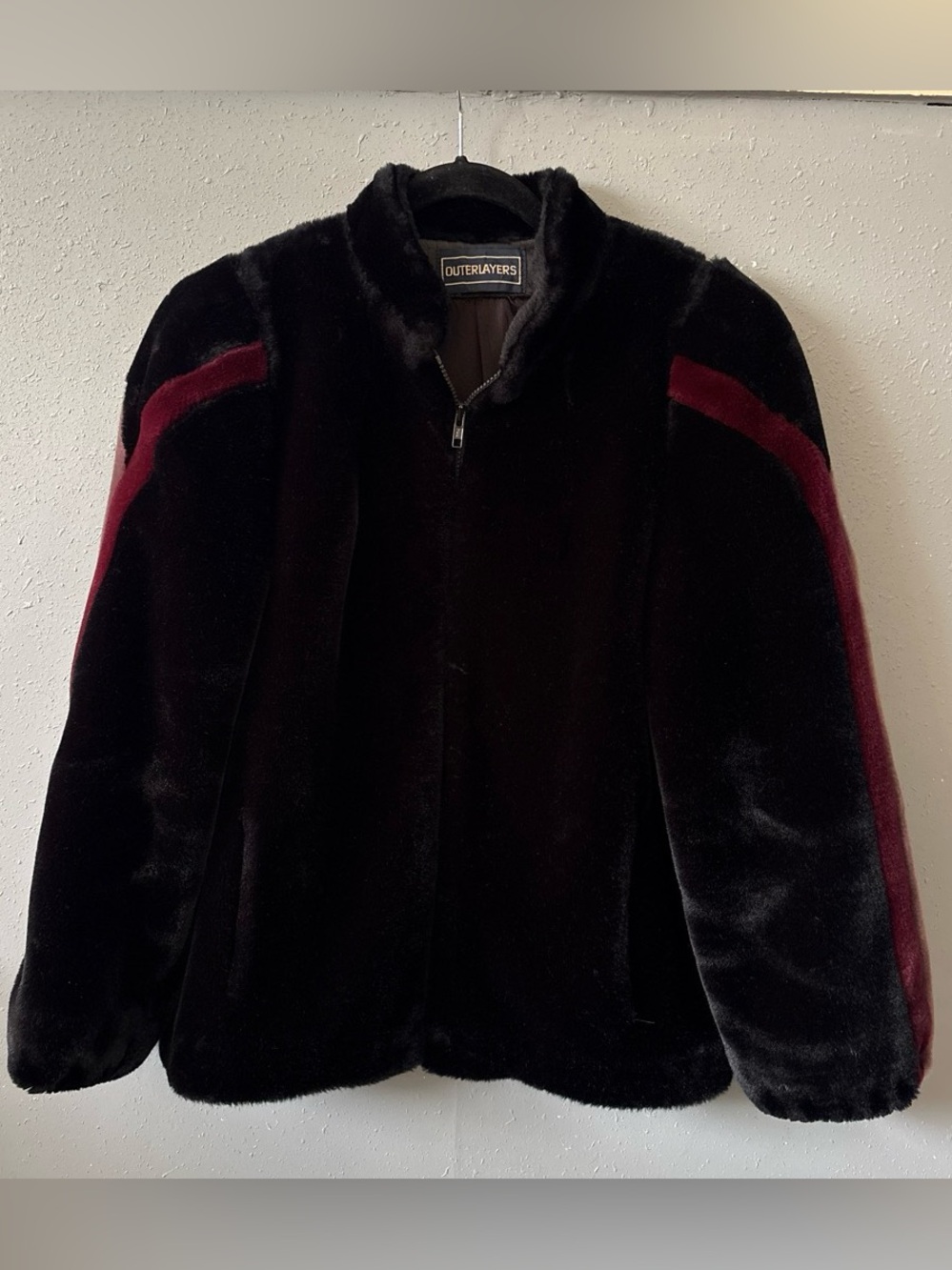 Vtg 70s Women’s Outerlayers Faux Fur Bomber Jacket Stripe S/M
